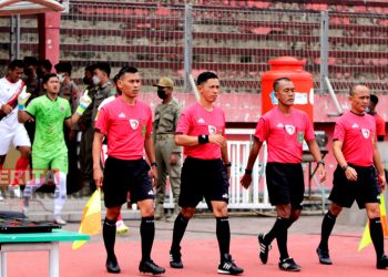 Jajaran wasit yang memimpin pertandingan Persipa Pati melawan Putra Delta Sidoarjo di Liga 3. (Dok. Persipa Pati)