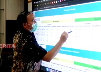 Kepala Dinkes Kota Semarang, Abdul Hakam menerangkan kasus Covid-19 di kantornya. (ADI/Koran Lingkar)
