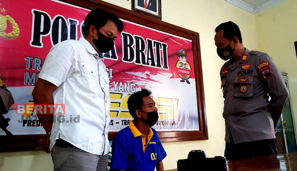 Priyanto saat dibekuk di Mapolsek Brati, Kabupaten Grobogan pada Rabu (23/3). (ANS/Koran Lingkar)