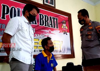 Priyanto saat dibekuk di Mapolsek Brati, Kabupaten Grobogan pada Rabu (23/3). (ANS/Koran Lingkar)