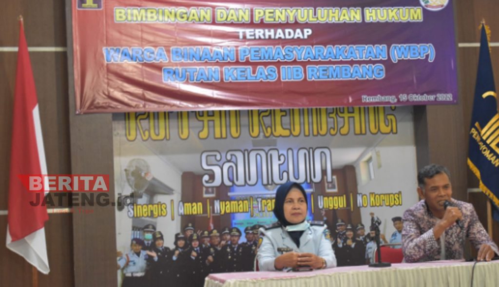 Warga Binaan Rutan Kelas II B Rembang mengikuti penyuluhan hukum di Aula Rutan Rembang pada Sabtu, 15 Oktober 2022. (Istimewa)