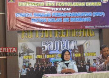 Warga Binaan Rutan Kelas II B Rembang mengikuti penyuluhan hukum di Aula Rutan Rembang pada Sabtu, 15 Oktober 2022. (Istimewa)