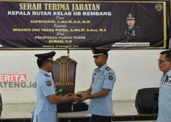 Serah Terima Jabatan (Sertijab) Kepala Rutan (Karutan) Kelas II B Rembang di Aula Manunggal Kodim 0720/Rembang pada Selasa, 29 November 2022. (Istimewa)