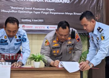Optimalkan Pengamanan Warga Binaan, Rutan Rembang Jalin MoU dengan Polres Rembang