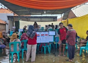 TPS 08 di Pekalongan Barat Tergenang Banjir, Warga Tetap Antusias Mencoblos