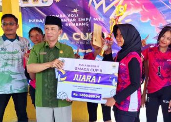 Tim Voli SMPN 1 Kaliori Rembang Raih Juara 1 di Ajang Smaga Cup