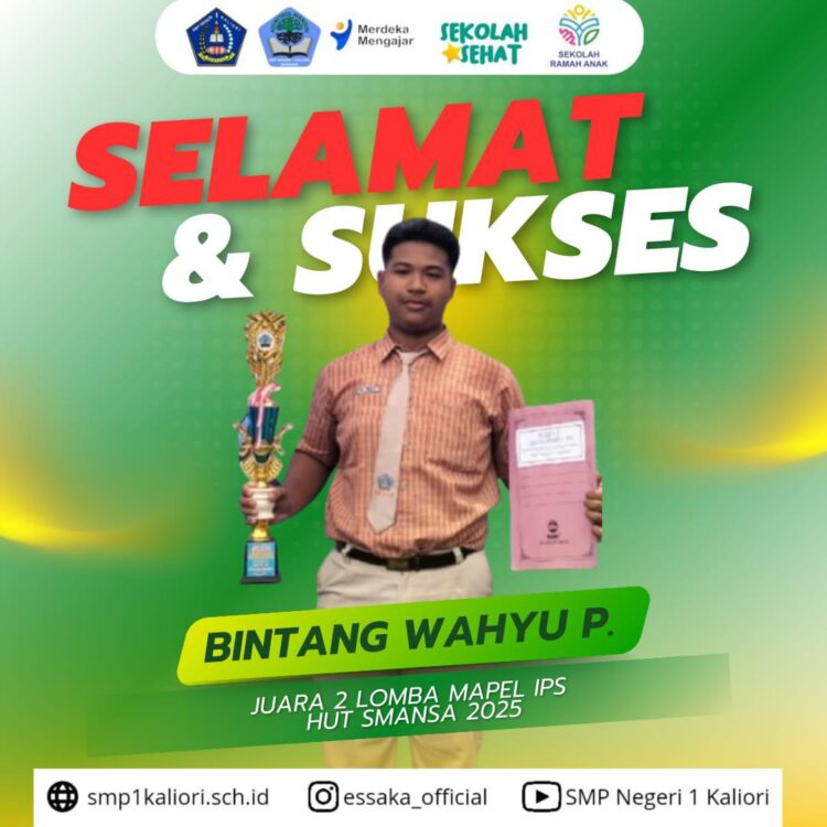 Siswa SMPN 1 Kaliori Raih Juara 2 Lomba IPS di HUT Smansa Rembang
