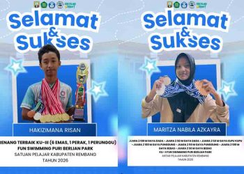2 Siswa SMPN 5 Rembang Raih Medali di Fun Swimming Puri Berlian Park